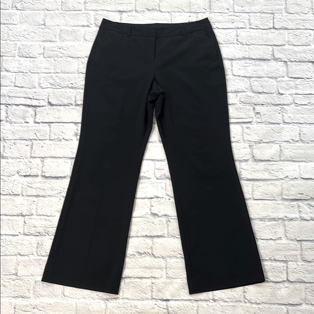 Isaac Mizrahi Black Dress Pants Plain Front High Rise Wide Leg Trousers Size 12